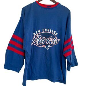 Vintage 2000 New England Patriots T Shirt Large L Blue Red Raglan Sleeves NFL